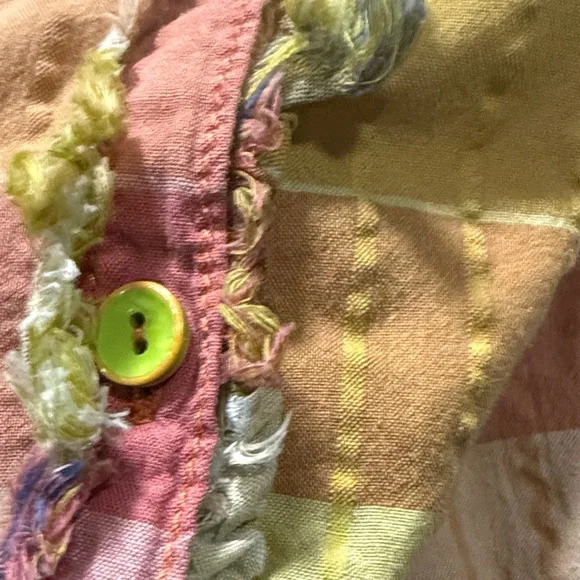 Anthropologie Pilcro Colorful Plaid Button Crop Top 4 - Picture 3 of 7